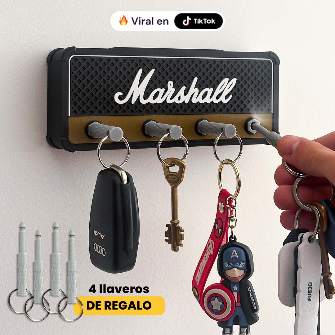 Kit MiniAmpli™ Marshall Porta llaves + 4 llaveros plug jack.