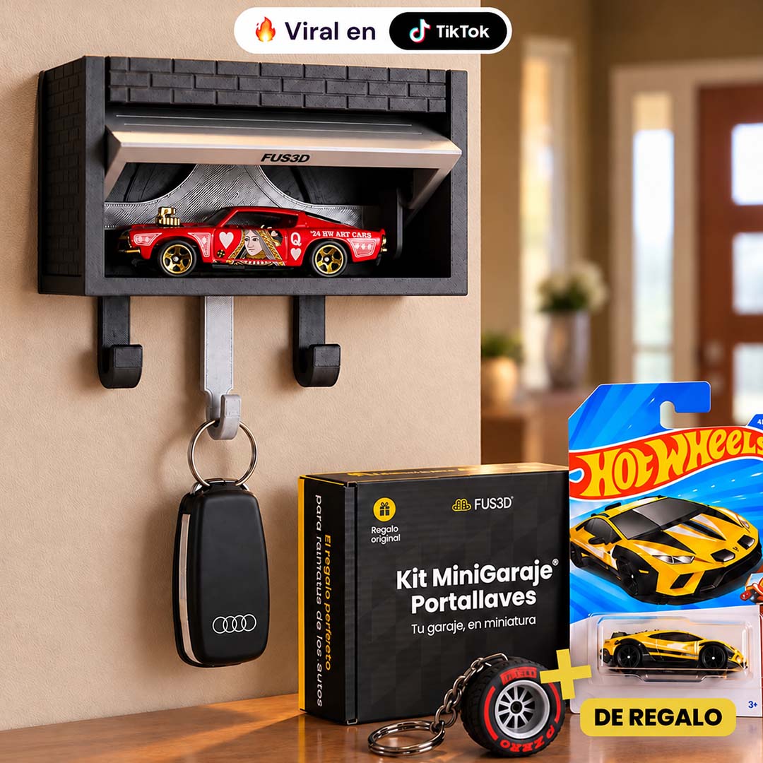 MiniGaraje Portallaves™  + Hot Wheels + llavero F1