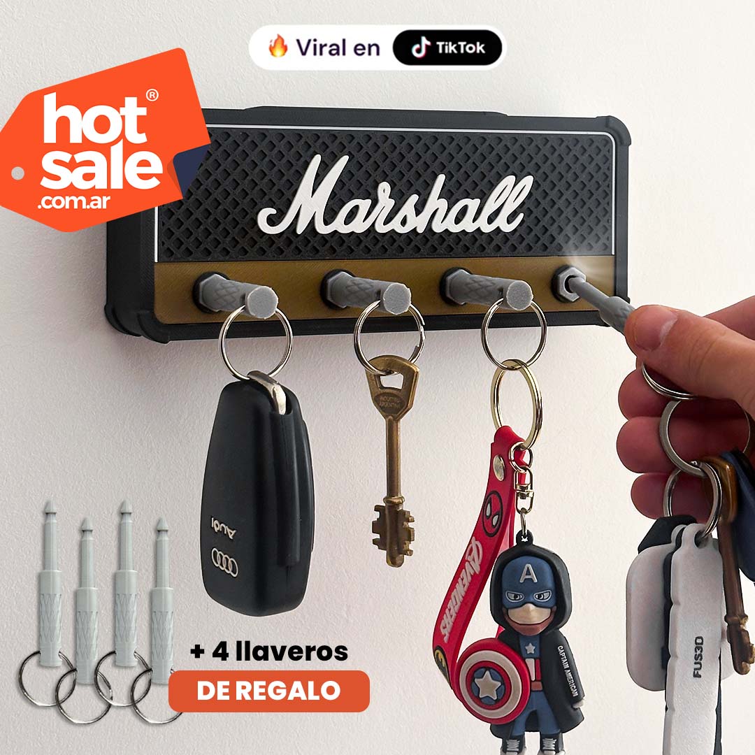 Kit MiniAmpli™ Marshall Porta llaves + 4 llaveros plug jack.
