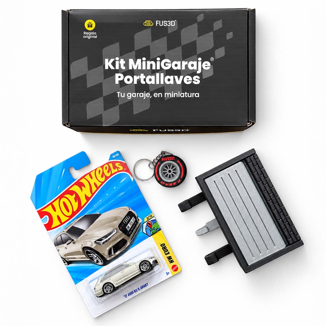 MiniGaraje Portallaves™  + Hot Wheels + llavero F1