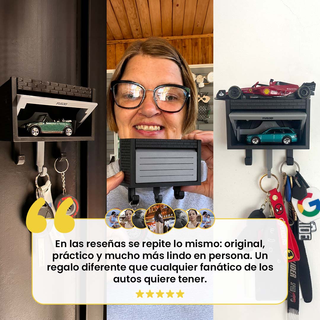 MiniGaraje Portallaves™  + Hot Wheels + llavero F1
