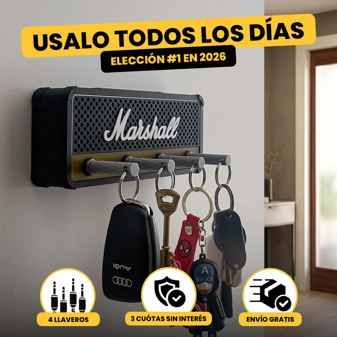 Kit MiniAmpli™ Marshall Porta llaves + 4 llaveros plug jack
